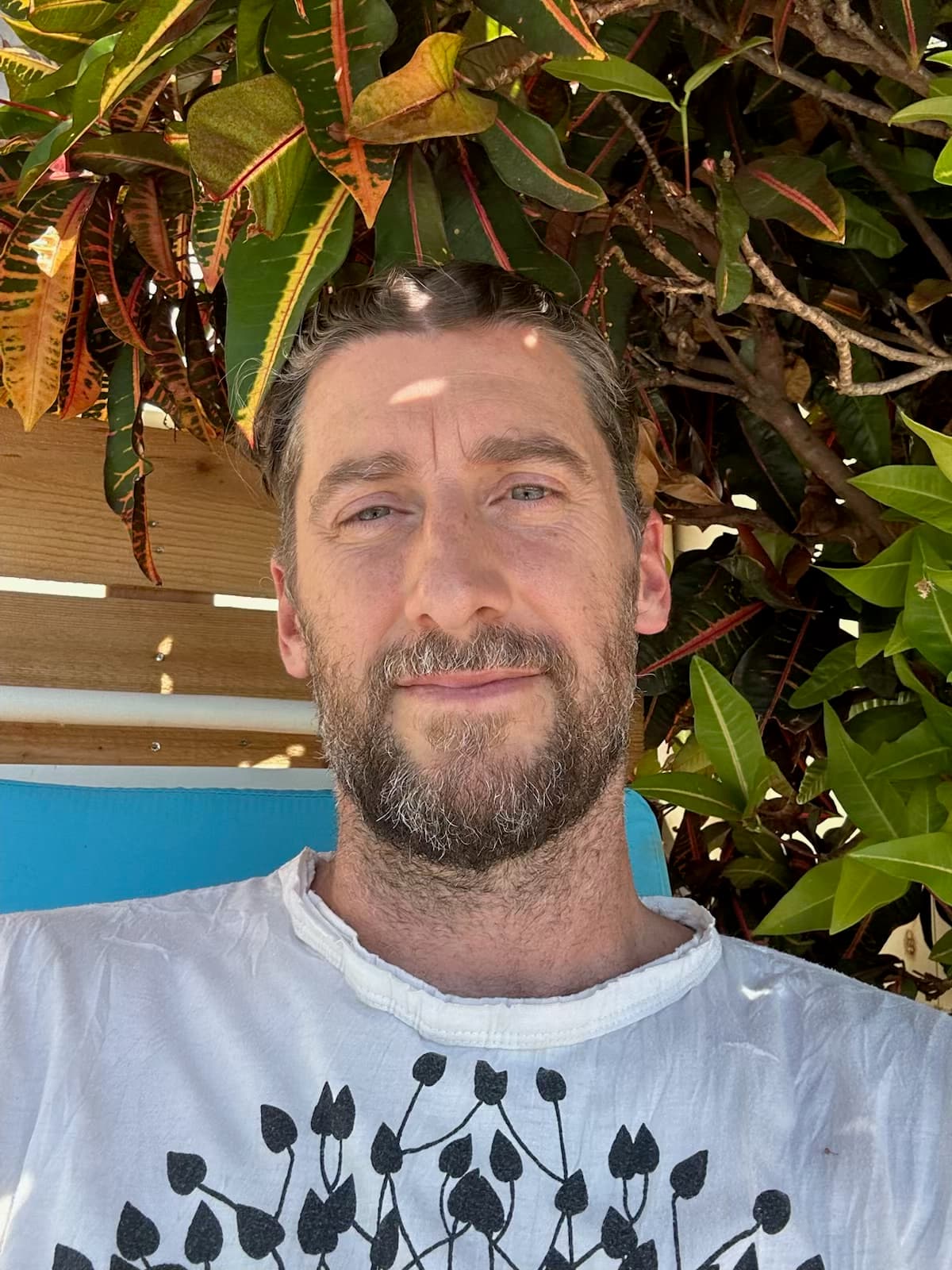 Adam FaeTerra in a relaxed tropical setting