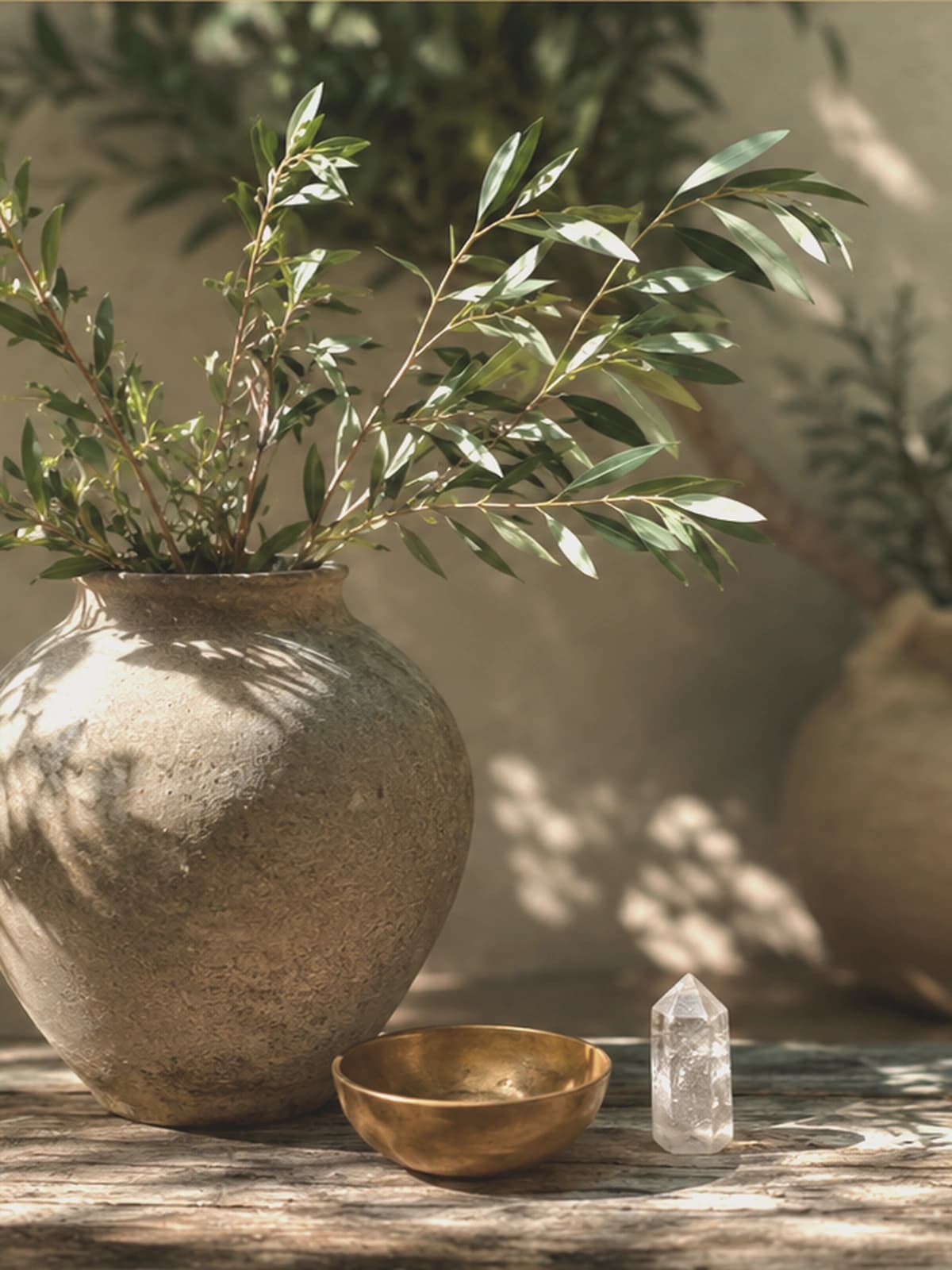 Delicate flowering branches in a clear vase